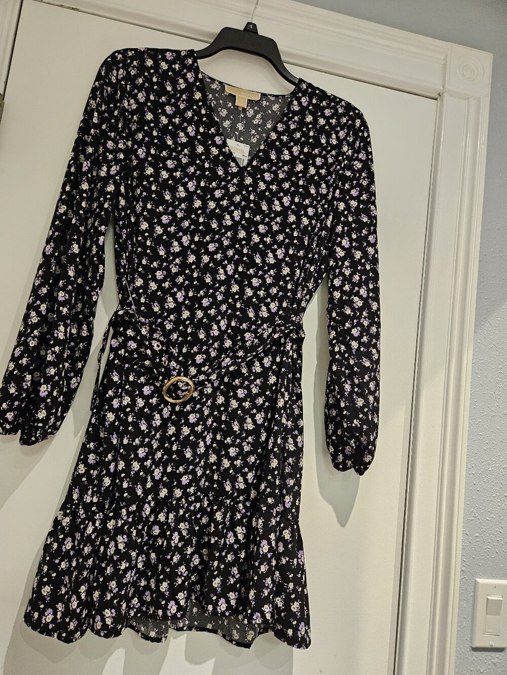 NWT Michael Kors Floral Georgette Ruffle Dress Size L